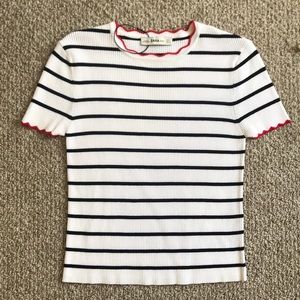 ZARA Red, white & blue ribbed T-shirt